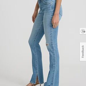 LIKE NEW Express Skyscraper Flare Distressed Blue Jeans